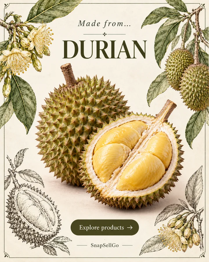 Durian botanical card