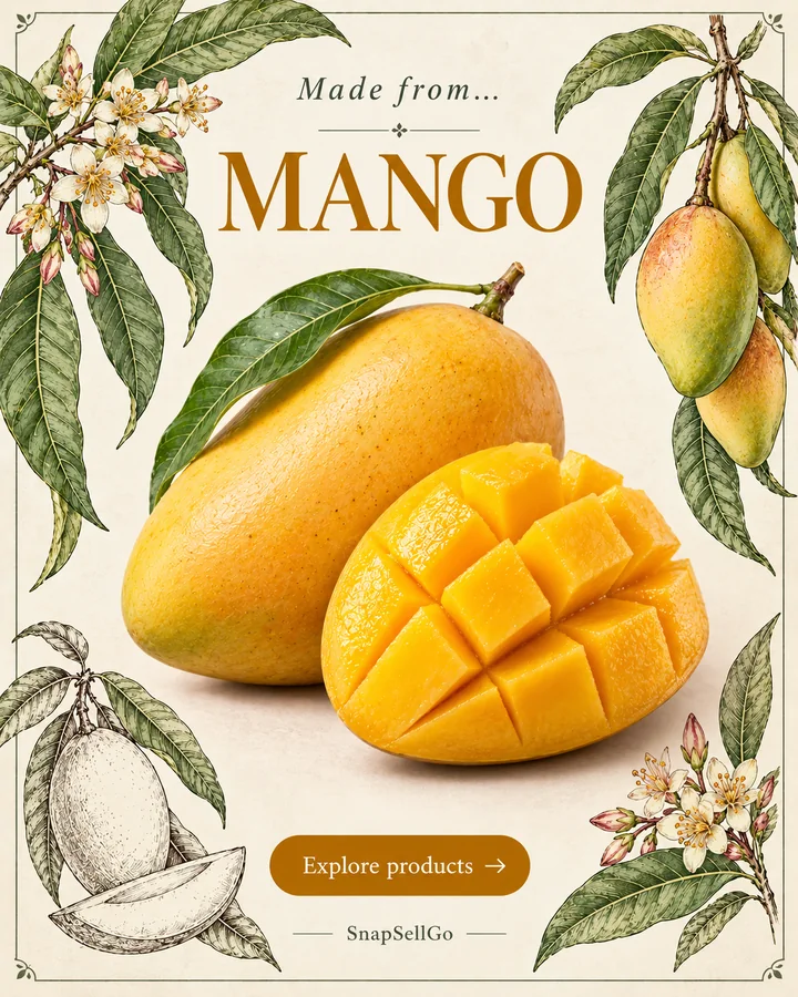 Mango botanical card
