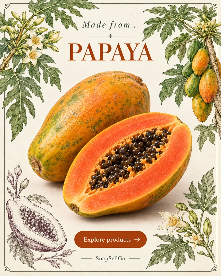 Papaya botanical card
