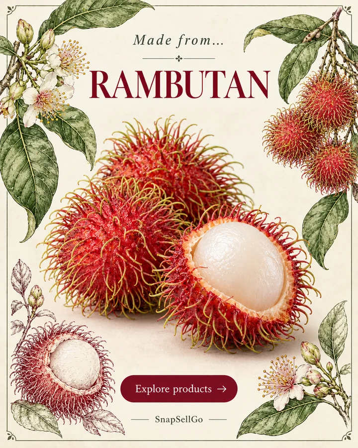 Rambutan botanical card
